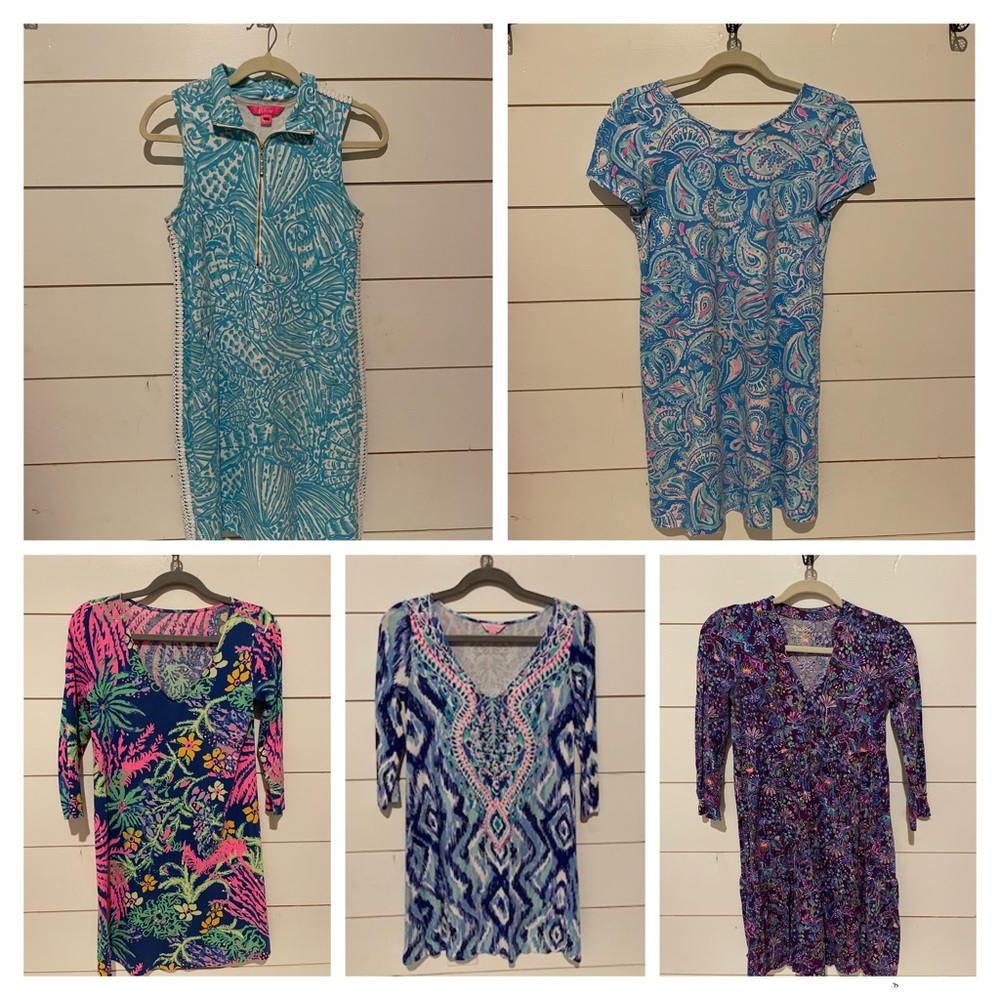 Bundle of 5 Lilly Pulitzer dresses (sizes - 4XS & 1XXS)